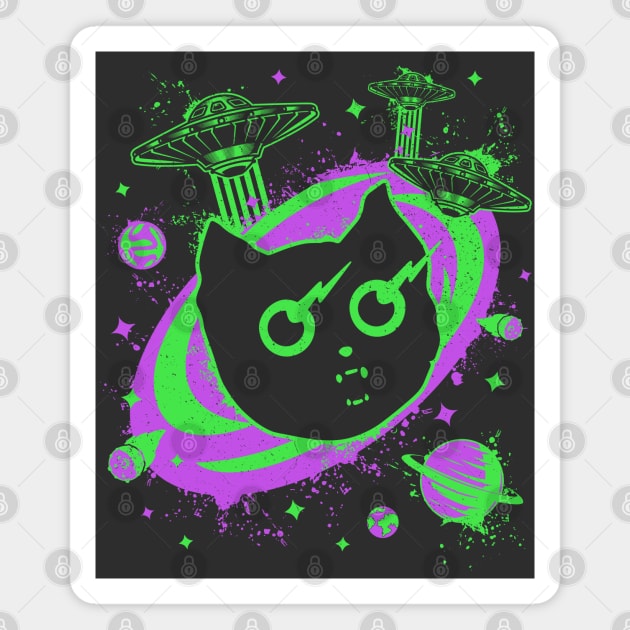 Galaxy Cat UFO Funny Cat With Laser Eyes Magnet by Wasabi Snake